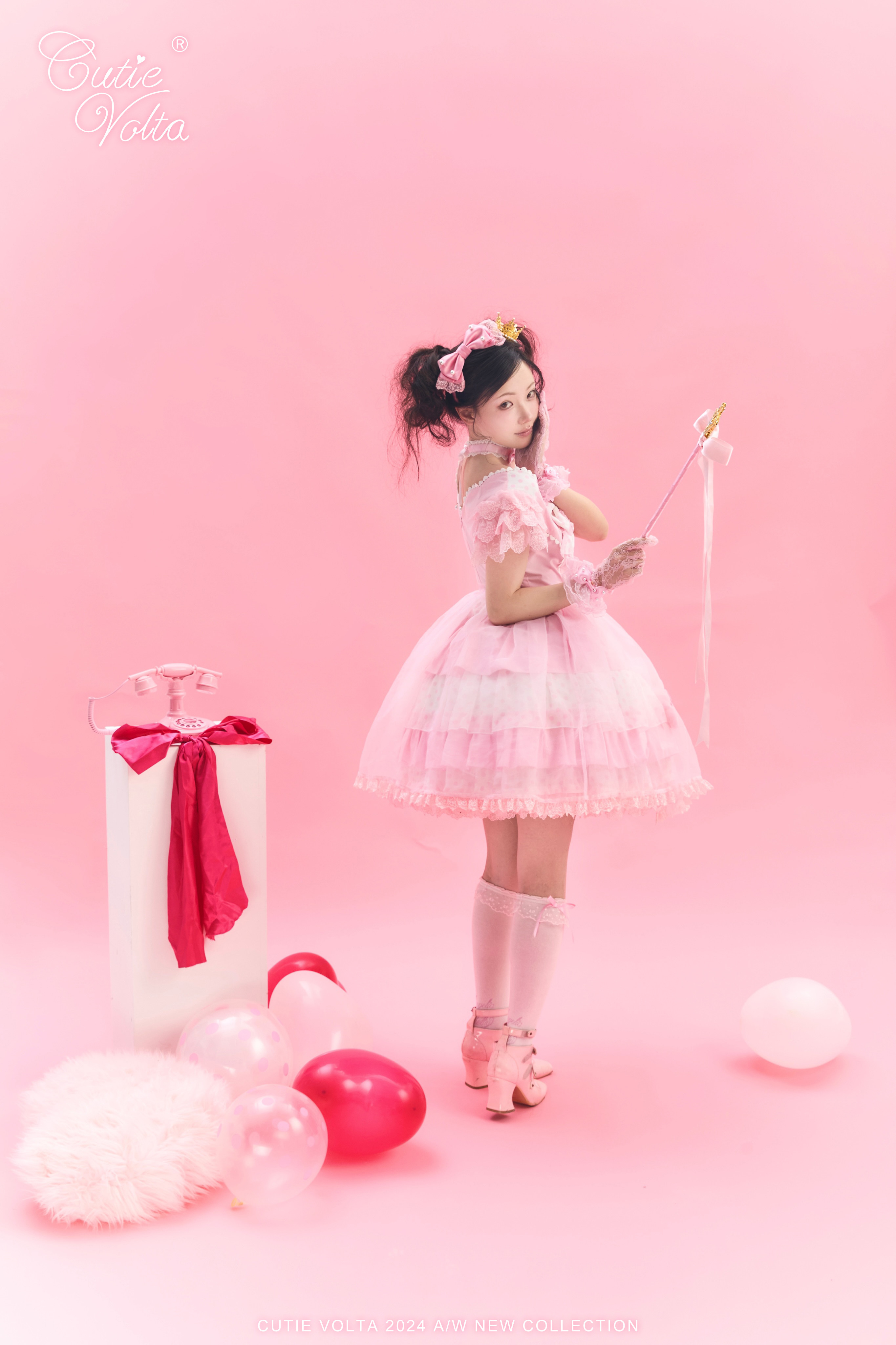 Candy Cottage - Old School Lolita Polka Dot Dress & Top Skirt Set 45522:851815