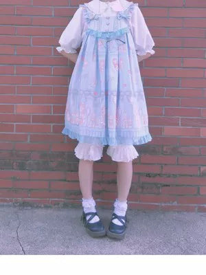 Cotton Lolita Long Bloomers, Multi-Layer Ruffle Lace Trim 45929:868729