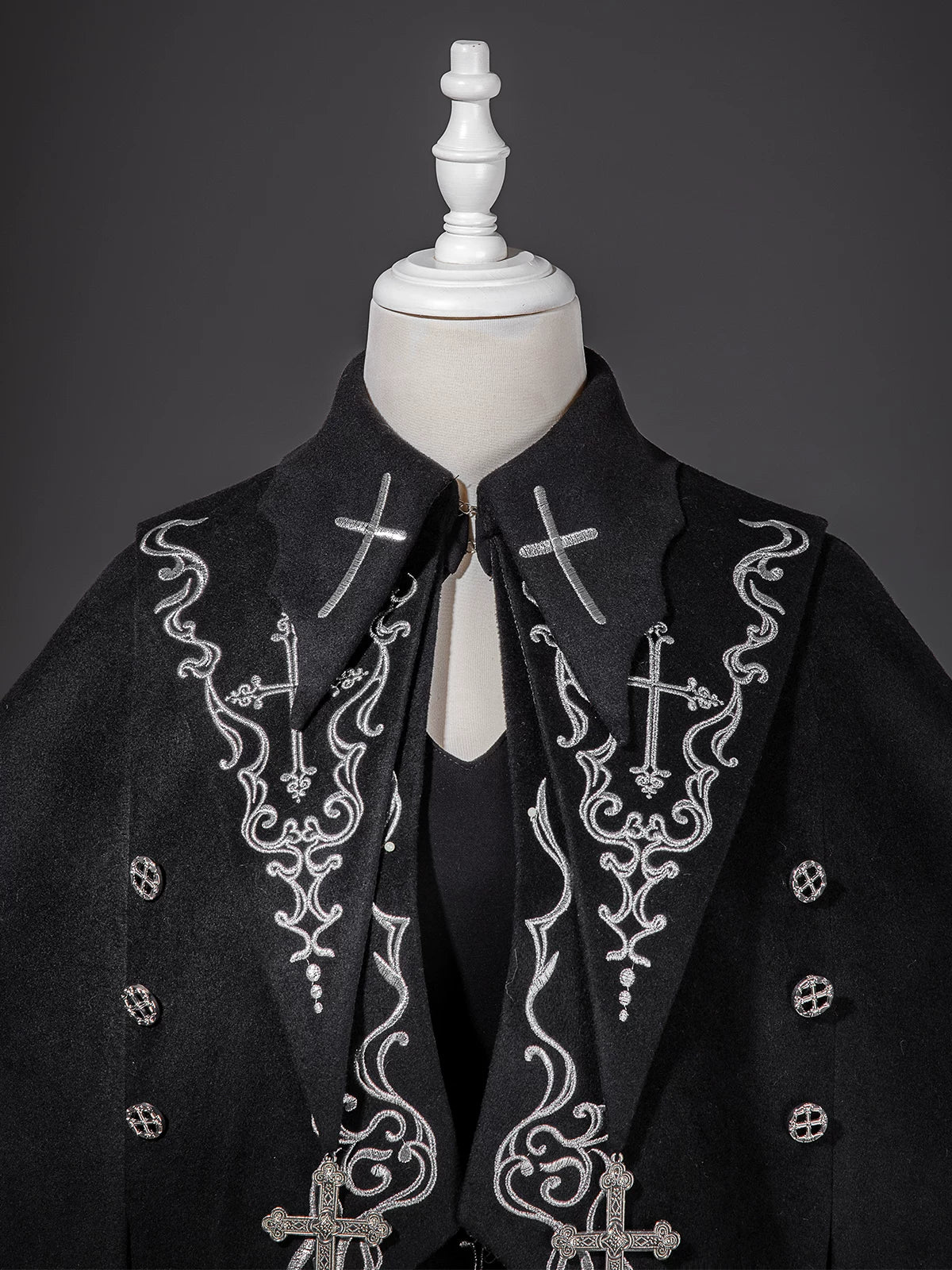 Nightfall - Ouji Lolita Outfit, Bat Wing Shaped Cape 44548:812692