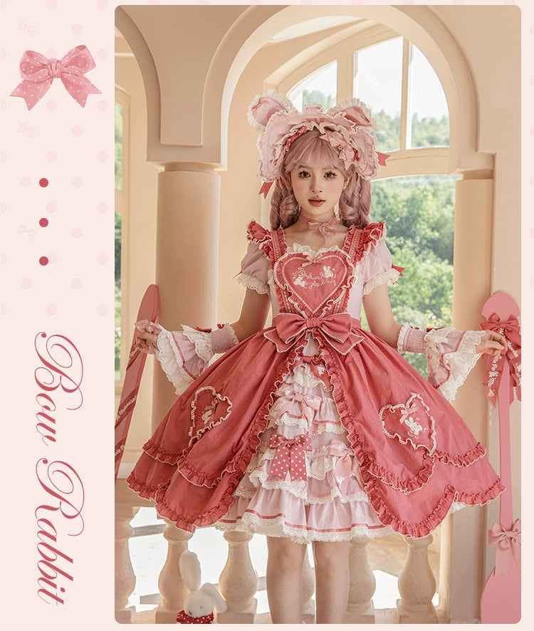 Mademoiselle Pearl~Bow Bunny~IP Collab Sweet Lolita OP Dress Bow JSK OP 38022:578616