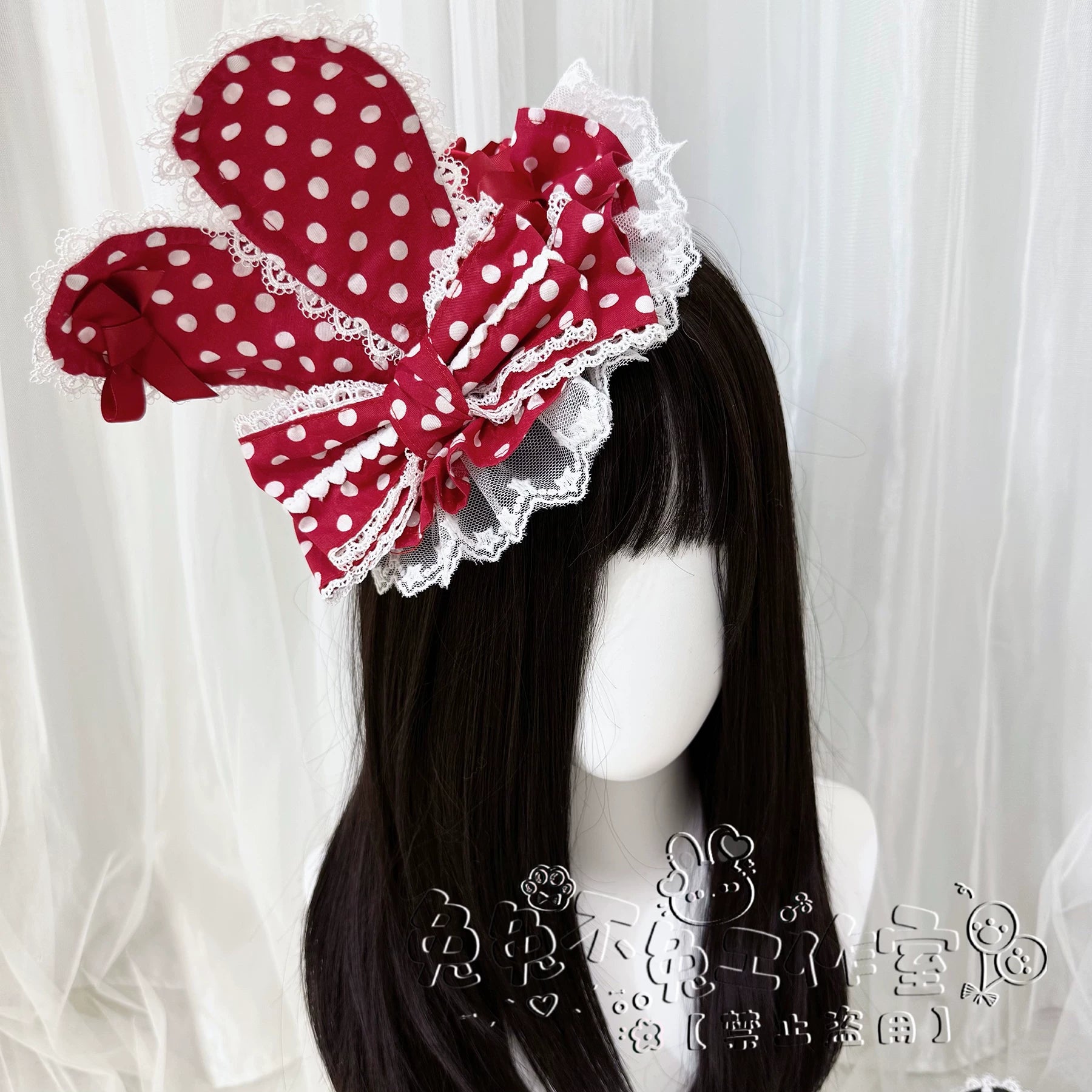 Kawaii Lolita Bunny Ear Hat, Plaid & Polka Dot Styles