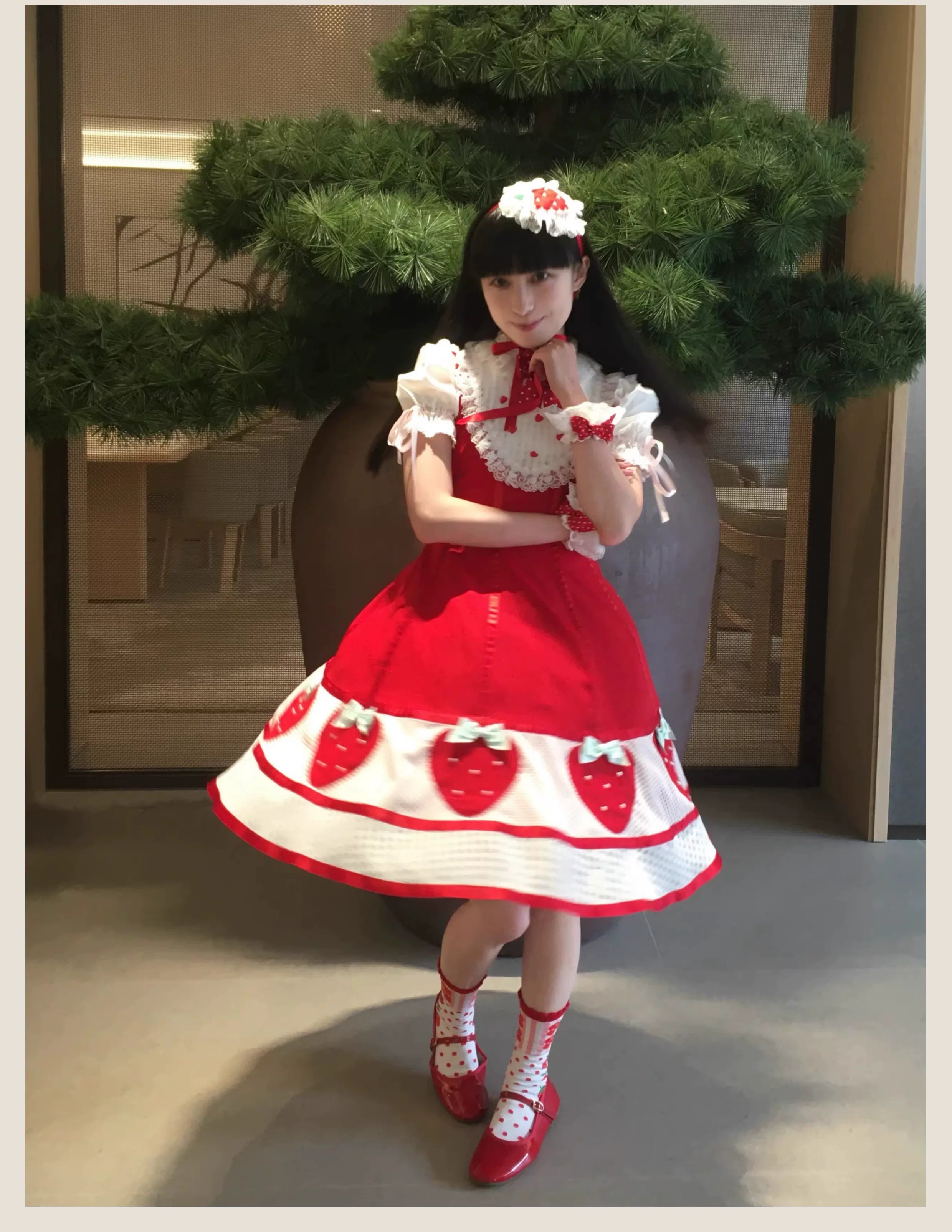 The Weird Strawberry Lady - Old School Lolita JSK, Hand-Studded Strawberry