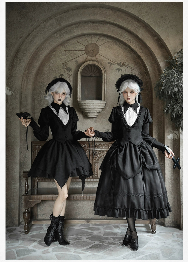 With PUJI - Night Talk - Gothic Lolita Skirt Dress Set, Batwing-shaped Accents 44188:797682