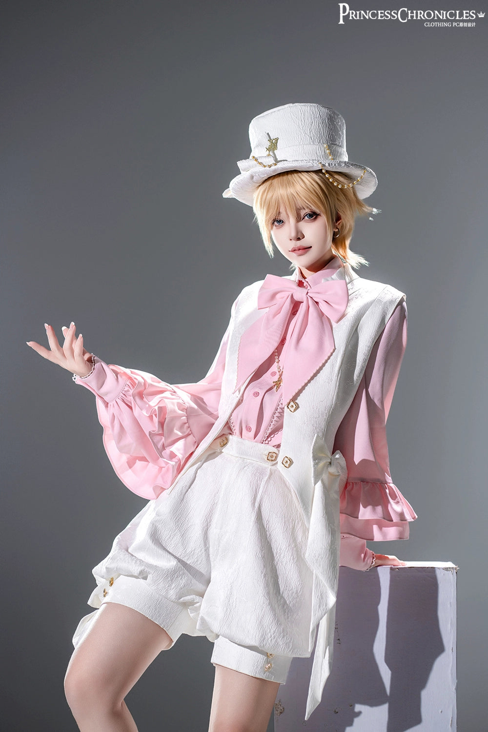 Doll - Ouji Lolita Pink Blouse & White Shorts