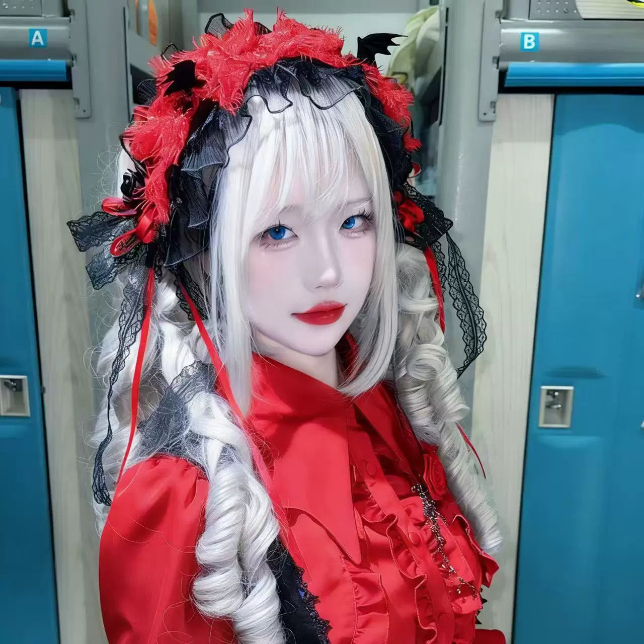 Blood Research Lab - Gothic Lolita JSK Dress, Rose & Skull Print 44449:808776