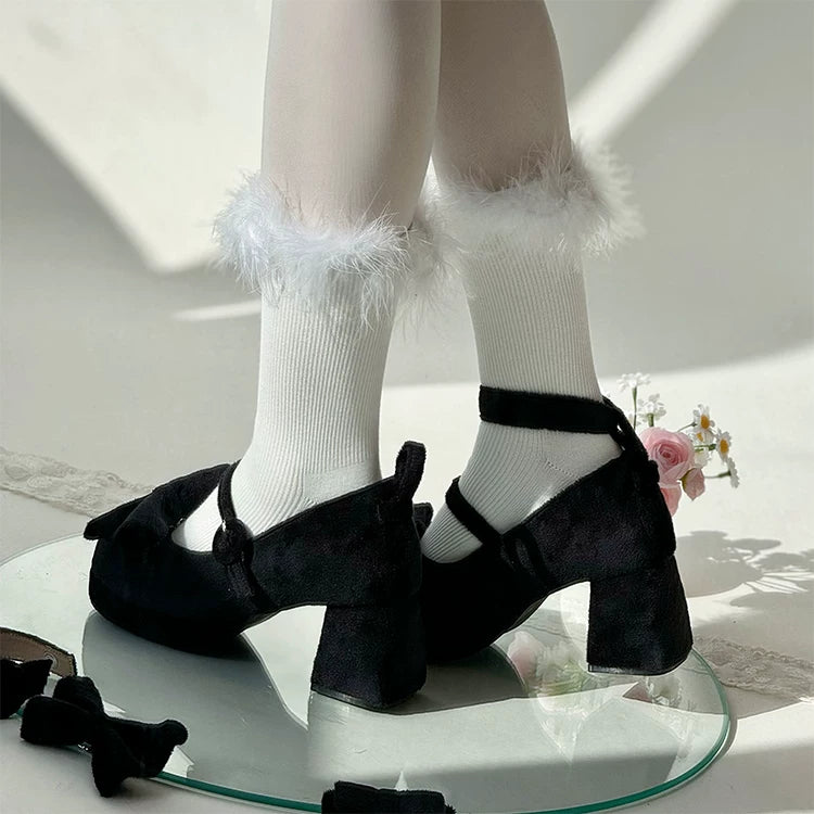 Covenant Doll - Sweet Lolita Chunky Heel Shoes, Detachable Bow
