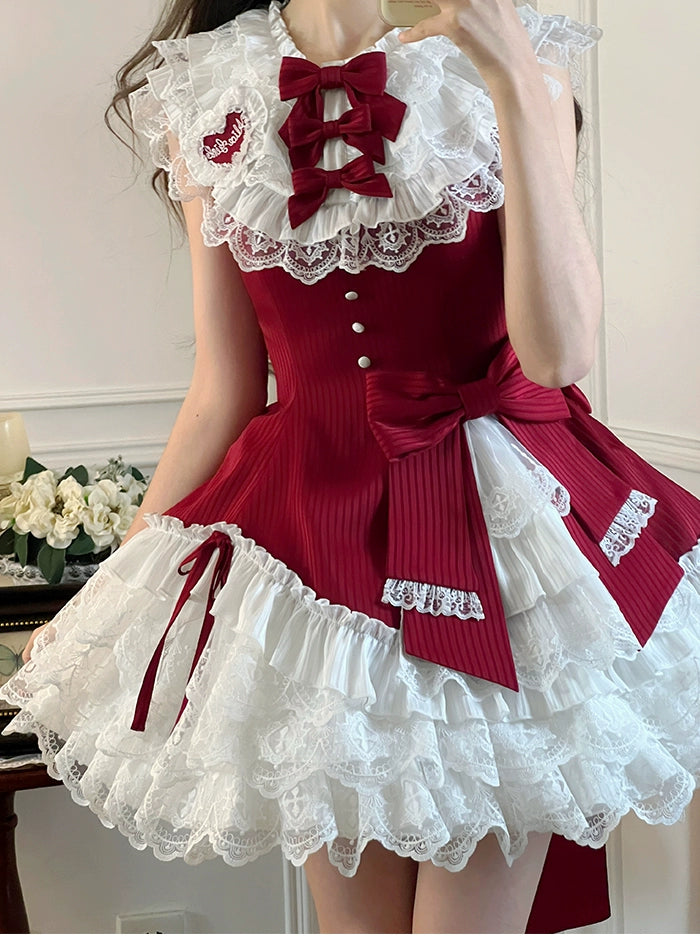 Alice Girl~Arrogant Miss~Sweet Lolita Jumper Dress with Tiered Lace Dress 41484:699394