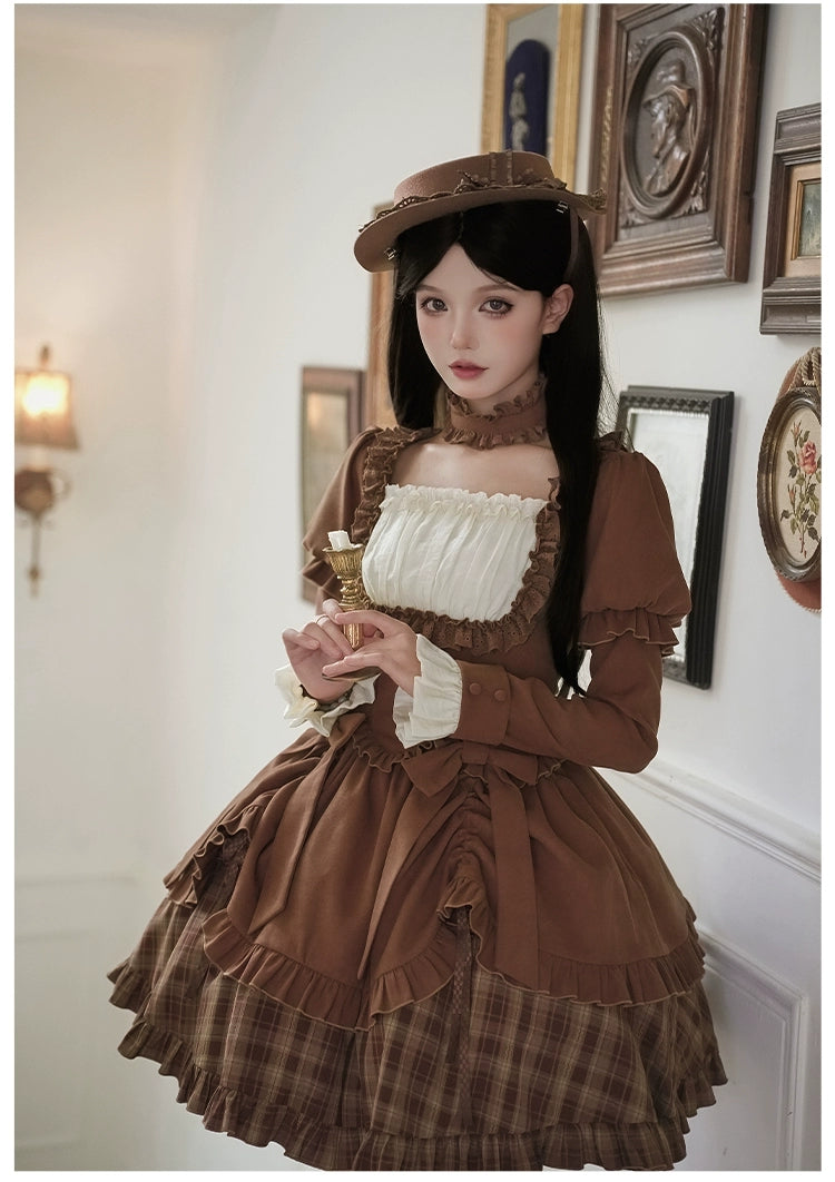 With PUJI - Oak Hymn - Classic Lolita Plaid OP Suit, Side Zipper 43924:791255
