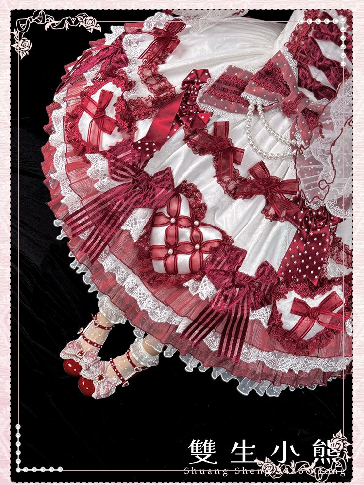 Shuang Sheng Xiao Xiong - Heart of Love - Sweet Lolita Wedding JSK, Bow Details 44306:803177