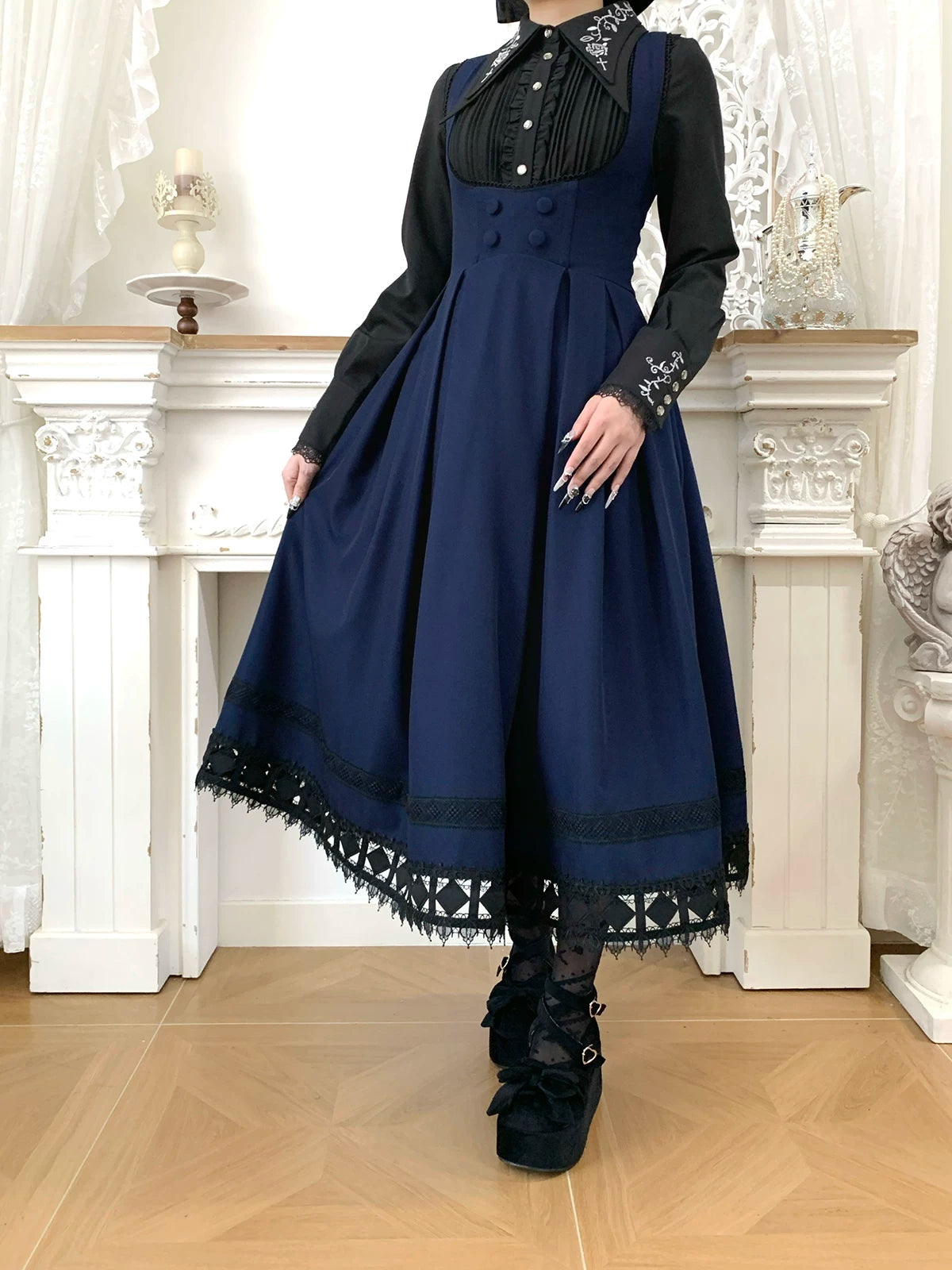 Serenade - Bust-Supporting Elegant Lolita JSK Dress, Three Length Styles 44419:807394