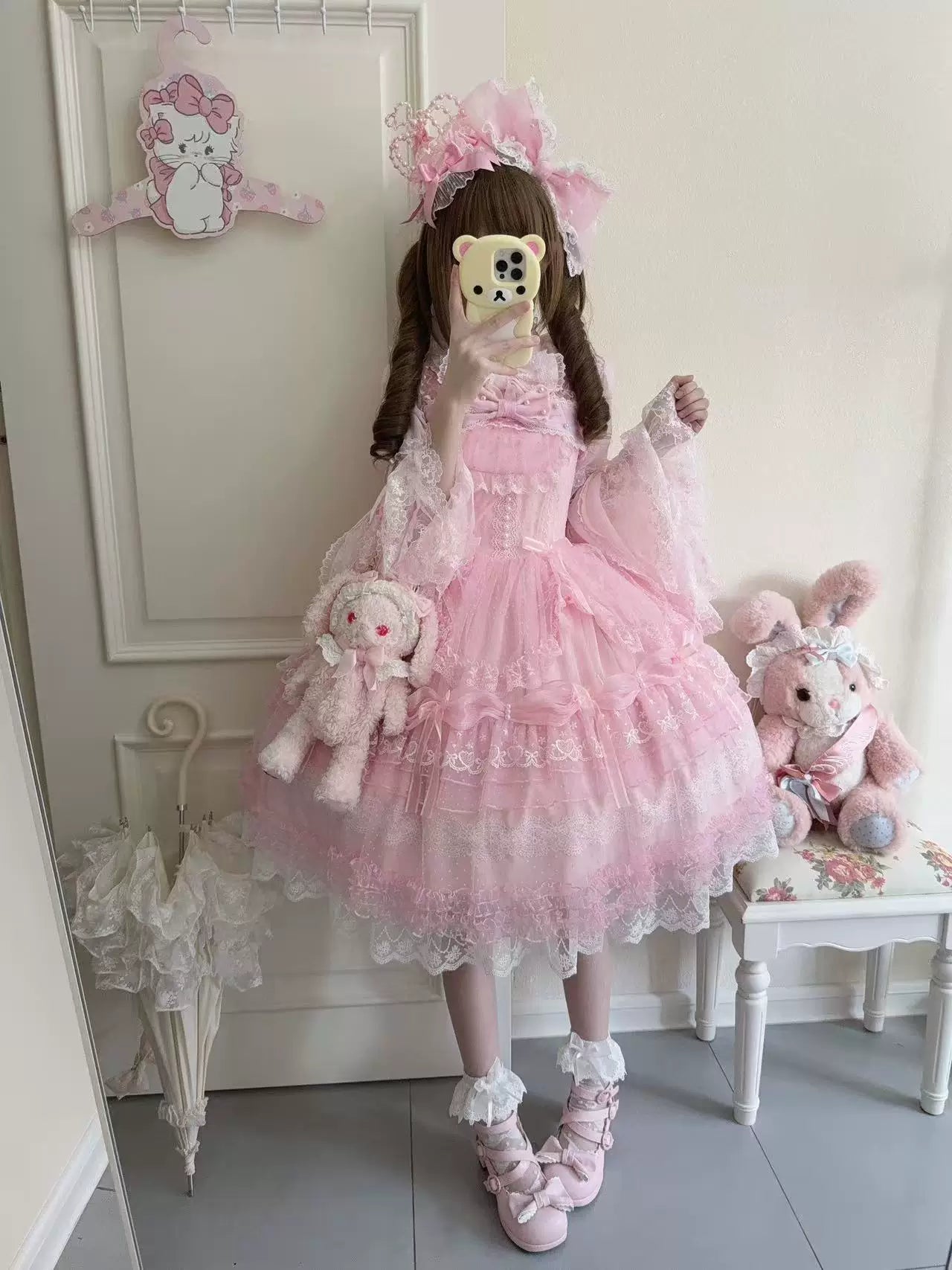 Sugar Knot - Sweet Lolita Chiffon JSK, Tiered Skirt, Doll-Like