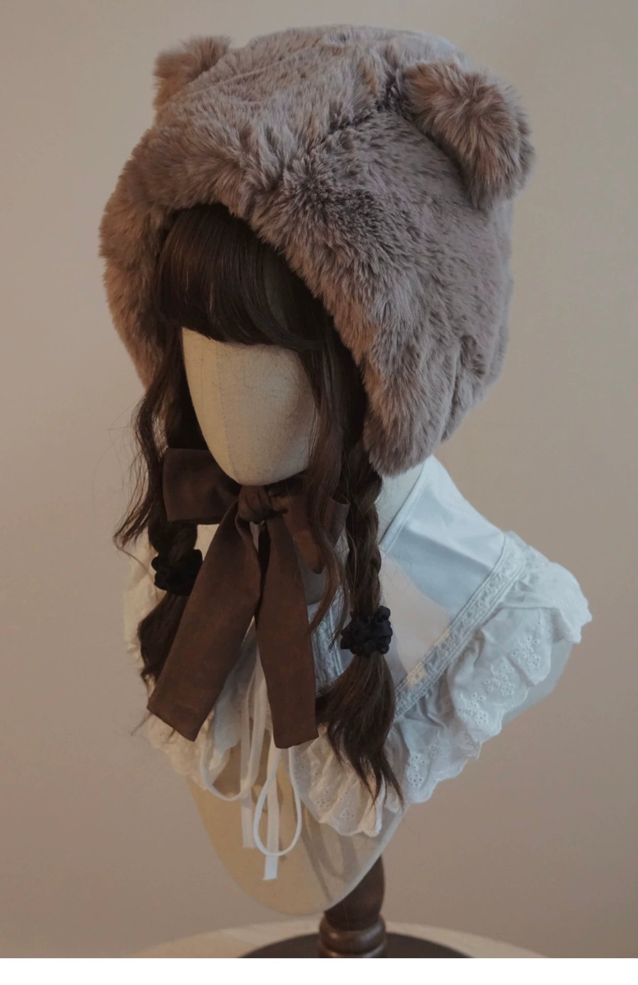 Besozealous - Winter Lolita Hat Bear Ears Hooded Hat