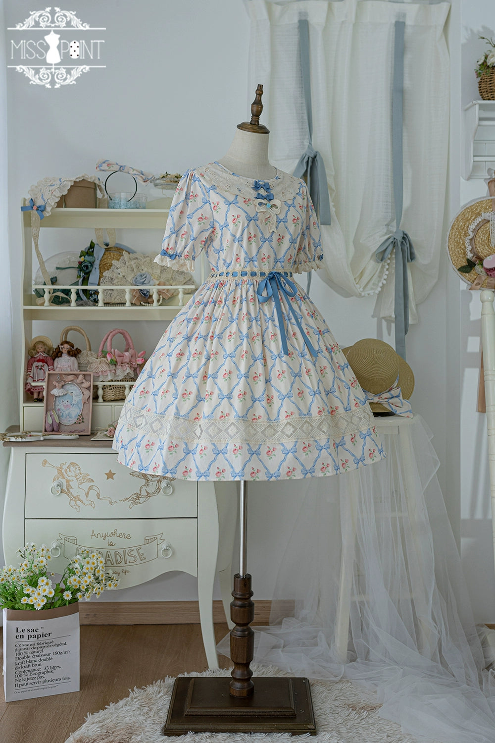 Miss Point~Customized Elegant Lolita OP Dress Cute Daily Girl Short Lolita Dress