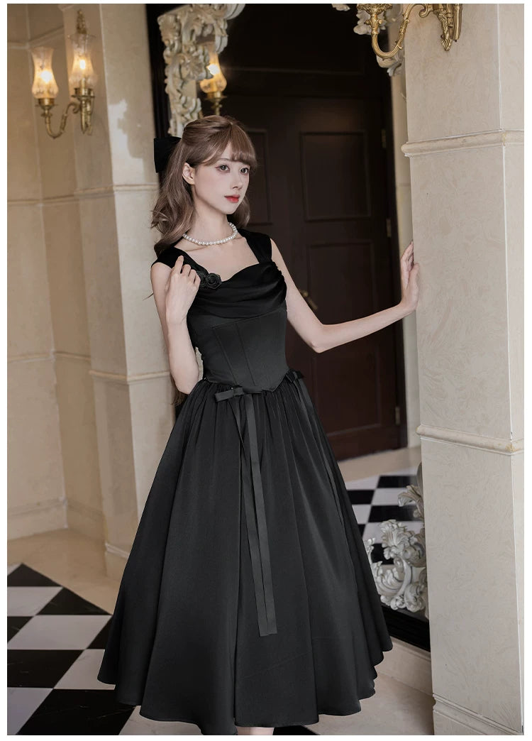 For Beloved - Classic Lolita Satin JSK Dress Set, Fishbone Waist