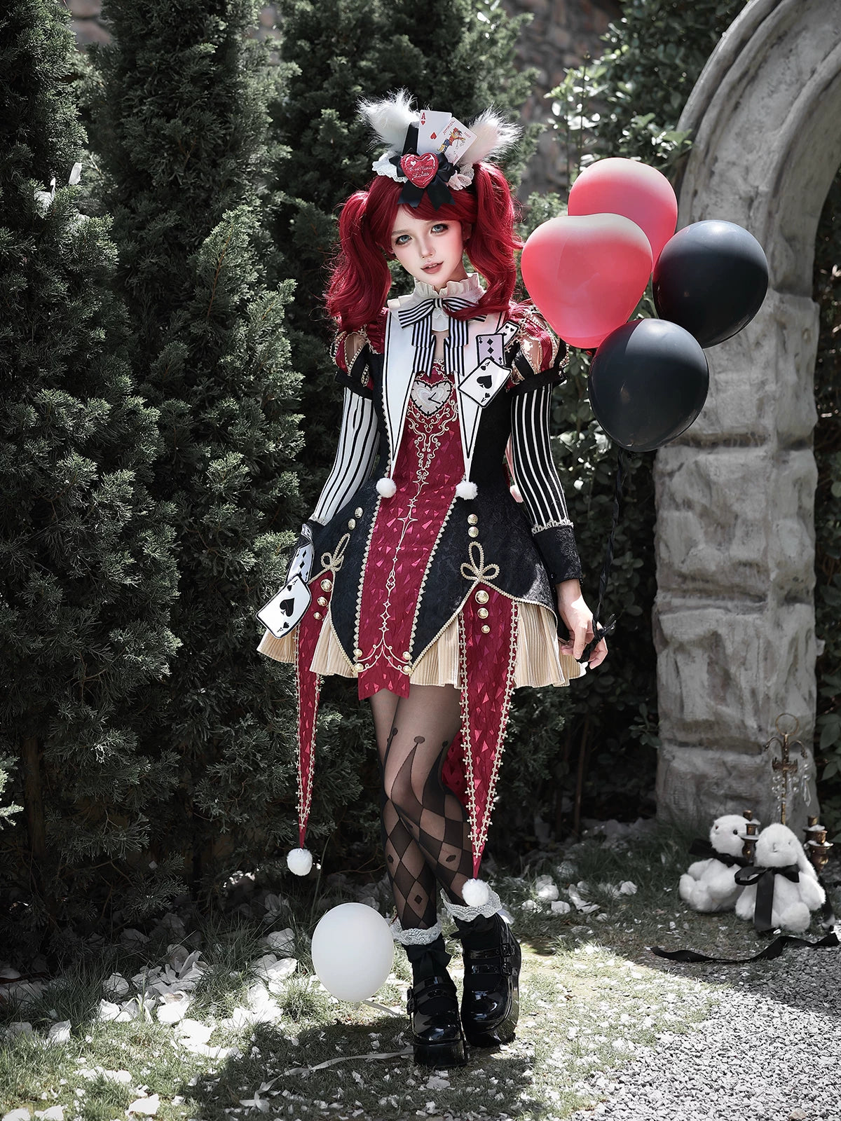 Circus Fantasy Night - Gothic Lolita Jacquard Dress, Pointed Tail Hem 45689:859460