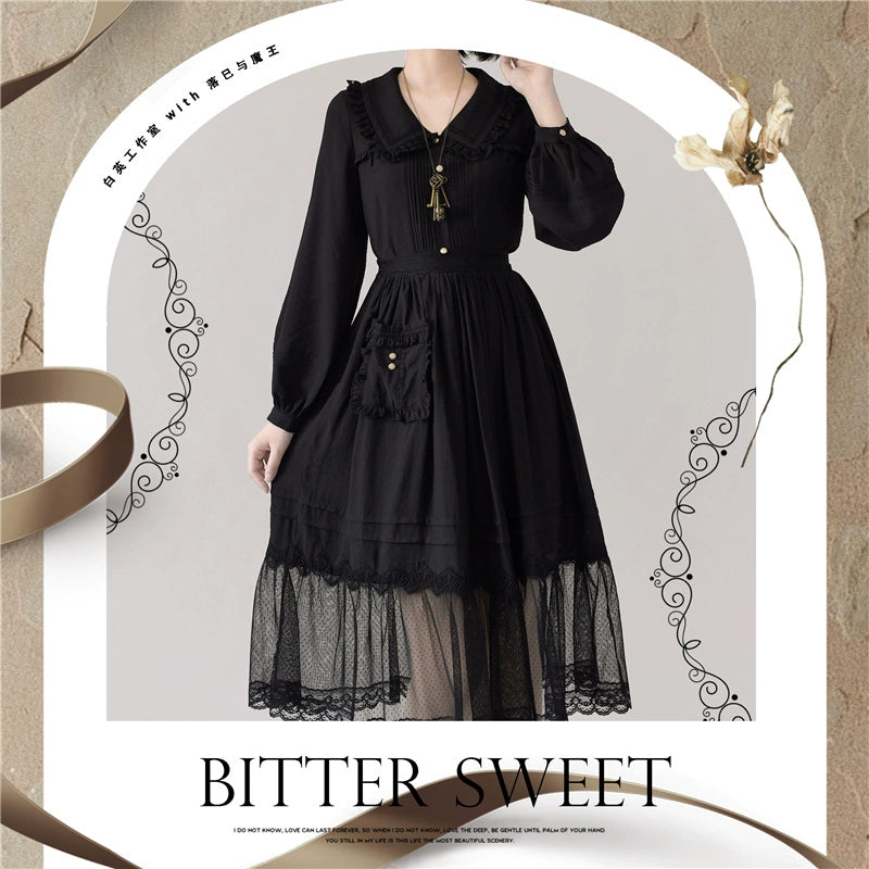 BitterSweet - Elegant Lolita Skirt Set V-neck Long Sleeve Shirt