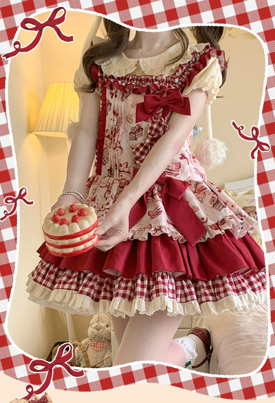 Mewroco~Squirrel~Kawaii Lolita JSK Dress Squirrel Print Summer Loose Lolita Dress S JSK 