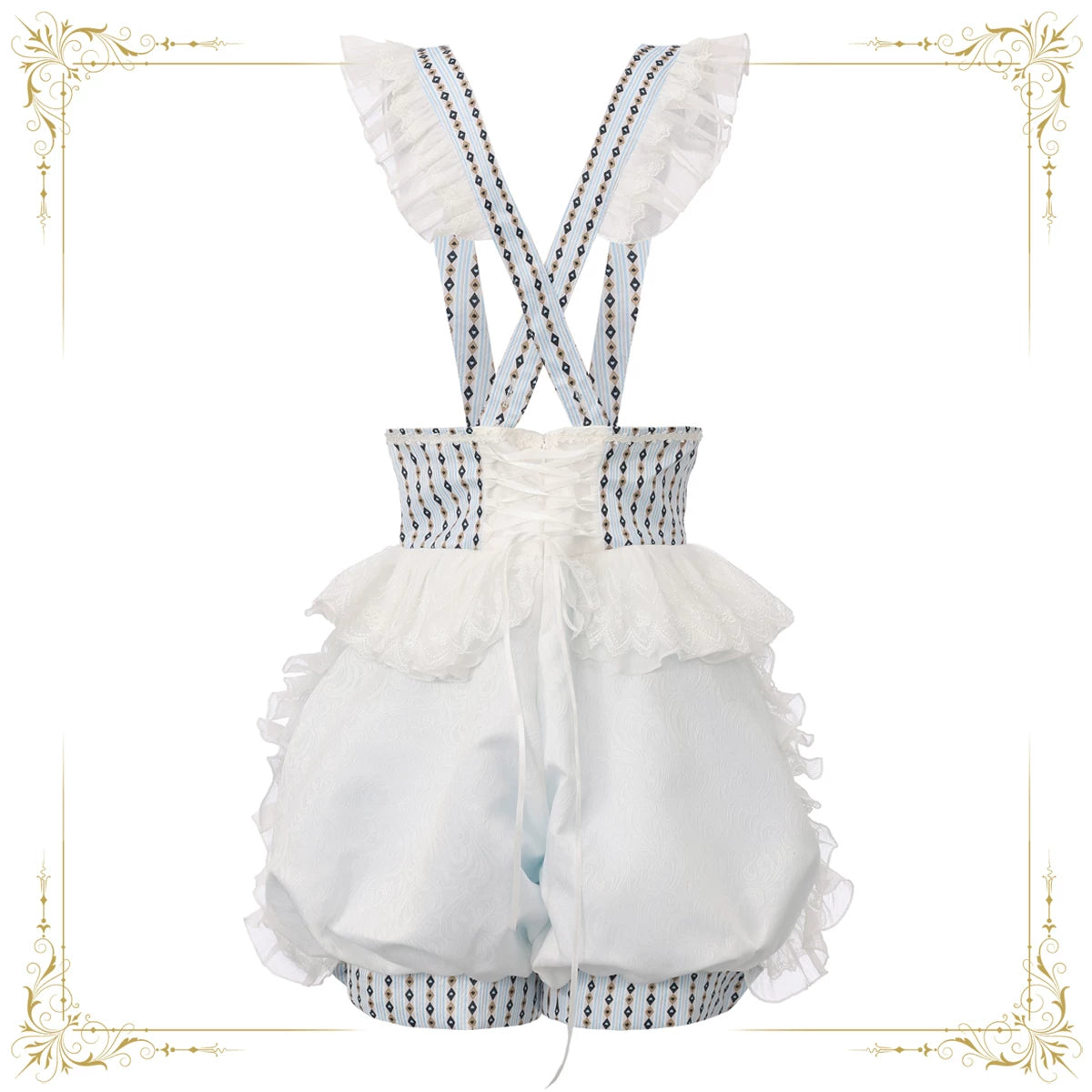 Immortal Bunny's Invitation - High-Waist Ouji Lolita Lantern Shorts, Detachable Straps
