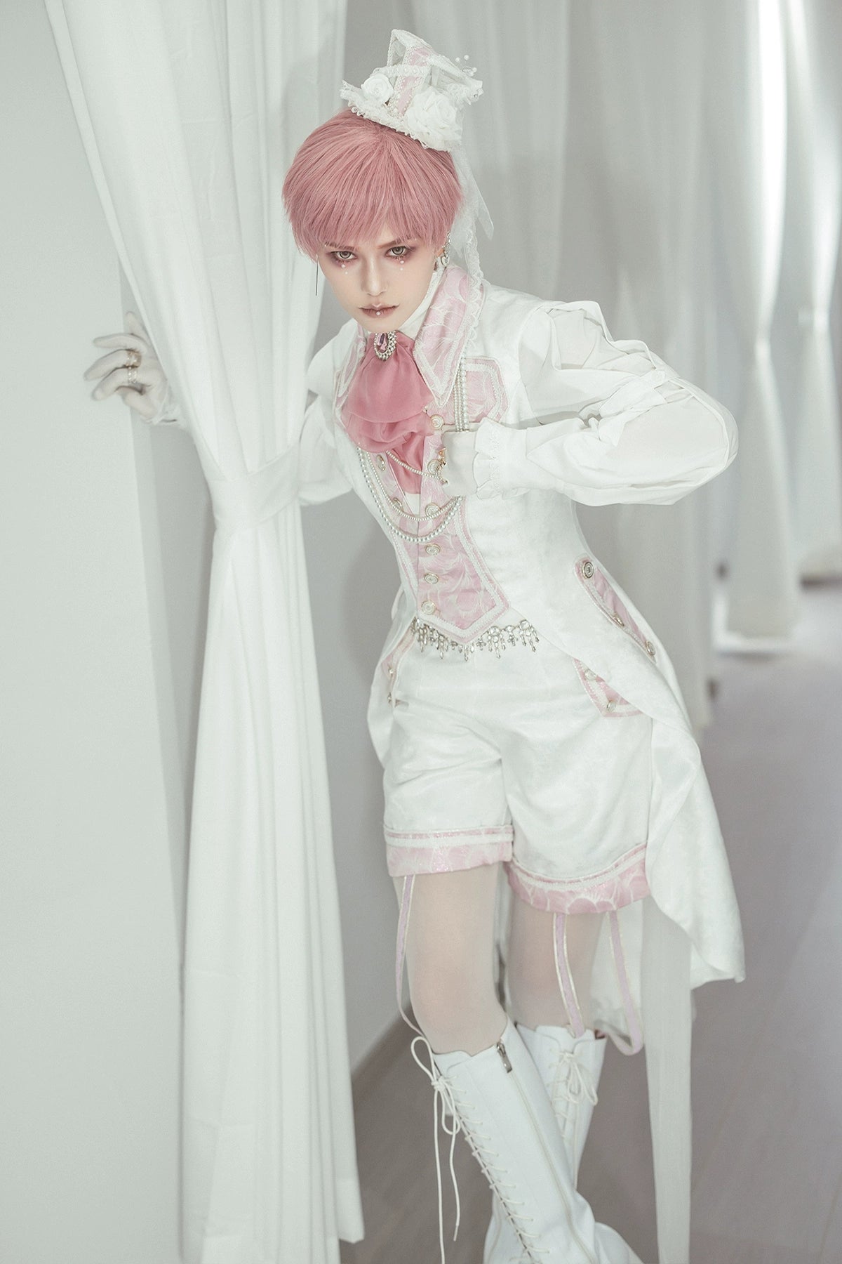 Immortal Thorn~Night of Swordsmanship~Ouji Lolita Long Coat Male Lolita Sleeveless Coat 40104:649498