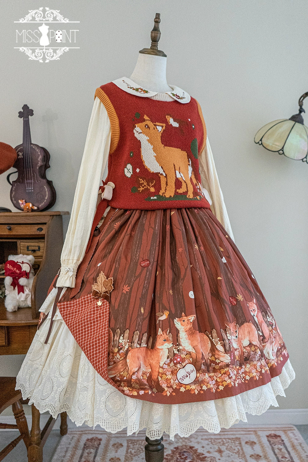 Miss Point~Fat Fox in the Forest~Kawaii Lolita Vest Customized Lolita Sweater 37100:550776