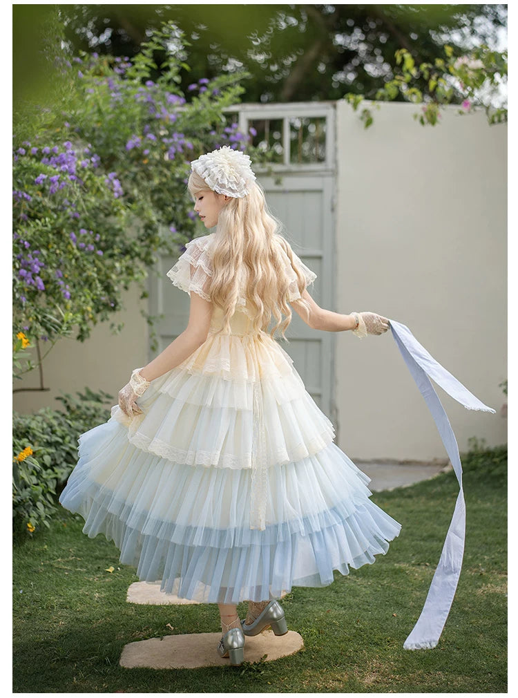 True Vow - Embroidered Classic Lolita Dress, Layered Gradient Hem
