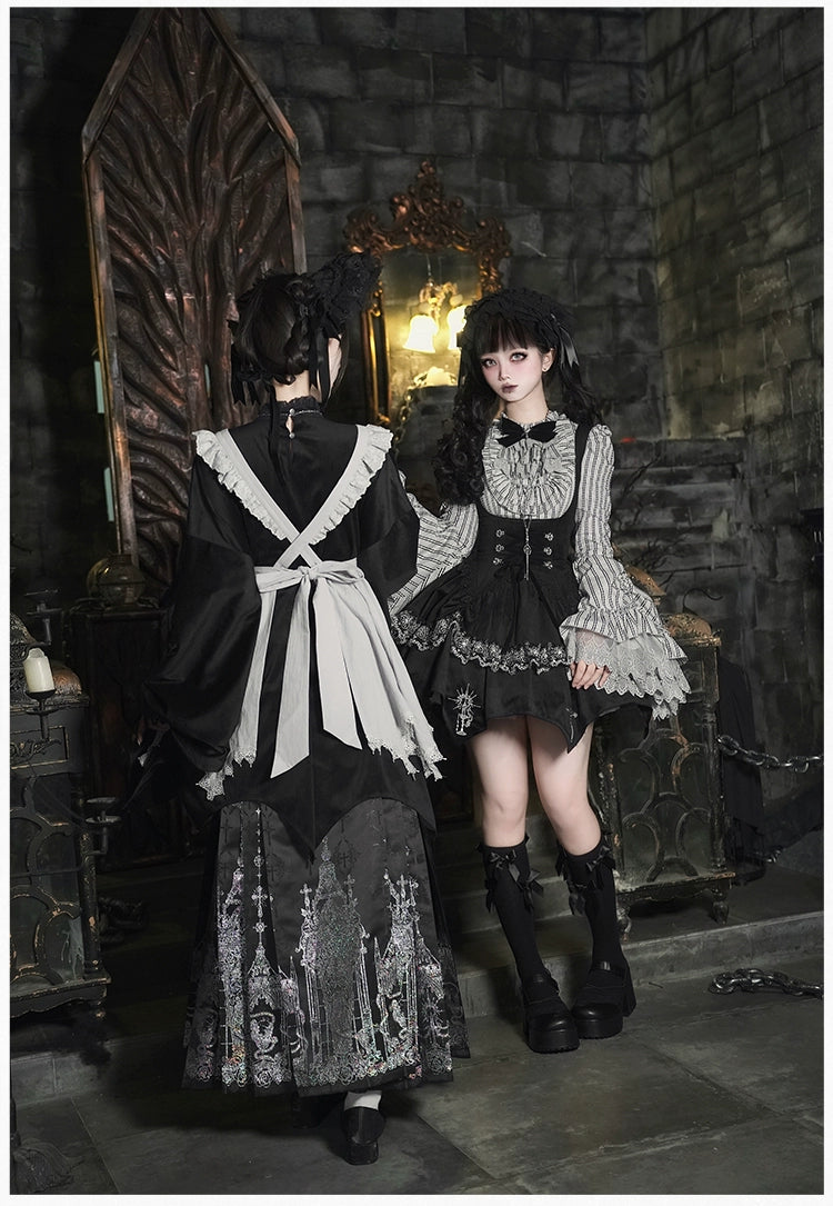 With PUJI - Letter and Poetry · Raven's Night Song - Oriental Aesthetics Gothic Lolita Dress Set 43907:788818
