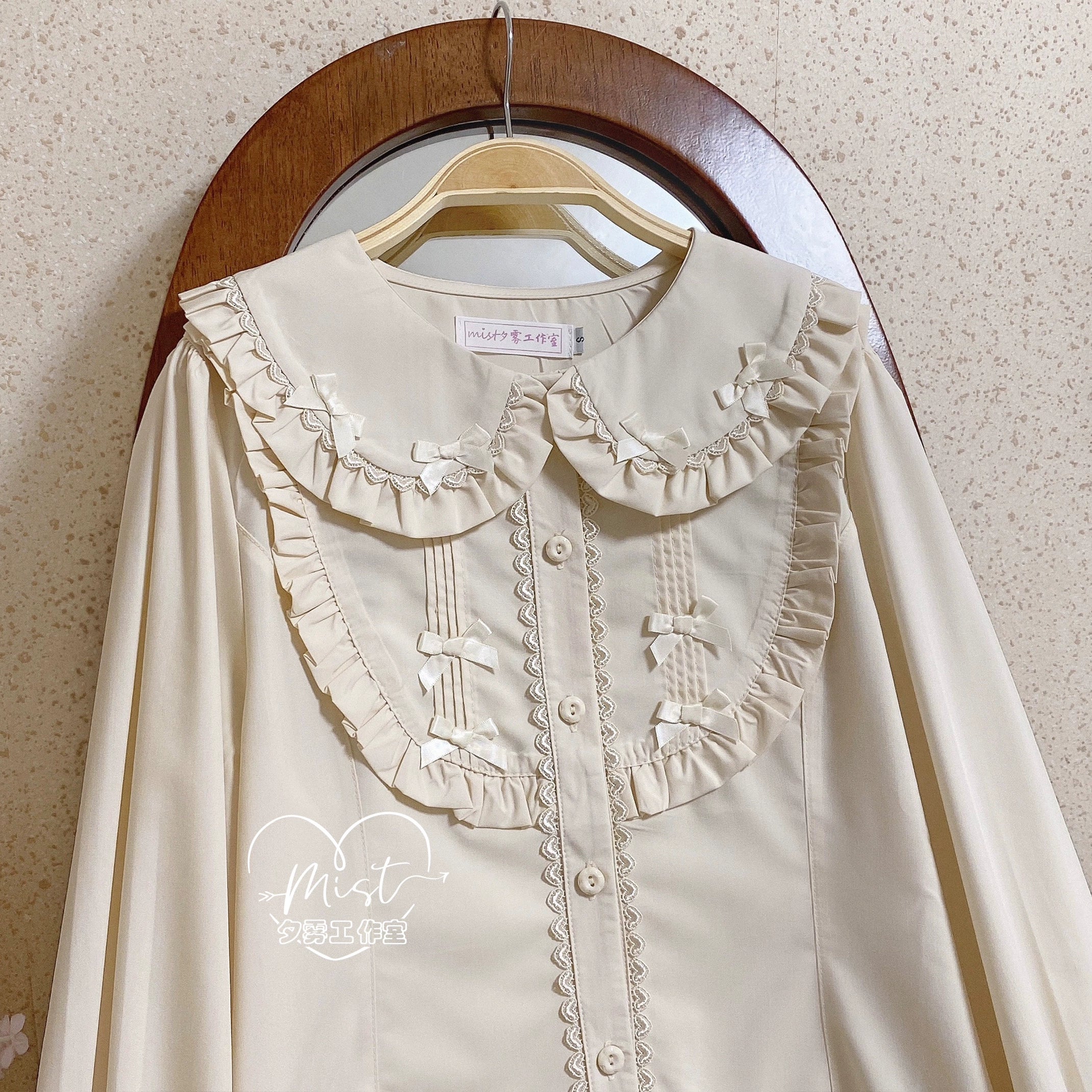 MIST~Sweet Lolita Blouse Doll Collar Lolita Shirt With Bubble Sleeve 28540:628340