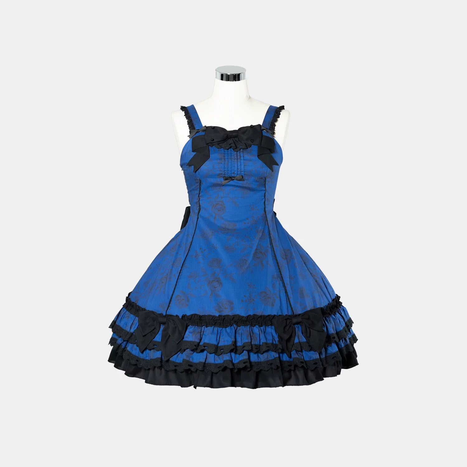 Bliss Bouquet - Cotton Old School Lolita Dress, Rose Print and Layered Hem (L M) 45656:857129