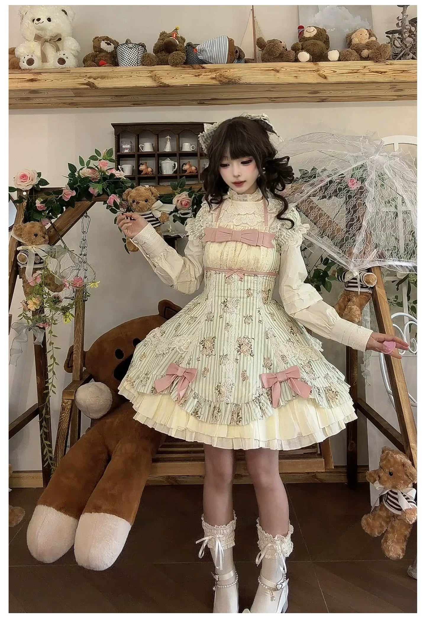 Meeting Austen - Cotton Classic Lolita Rose Printed OP Dress 45736:859997