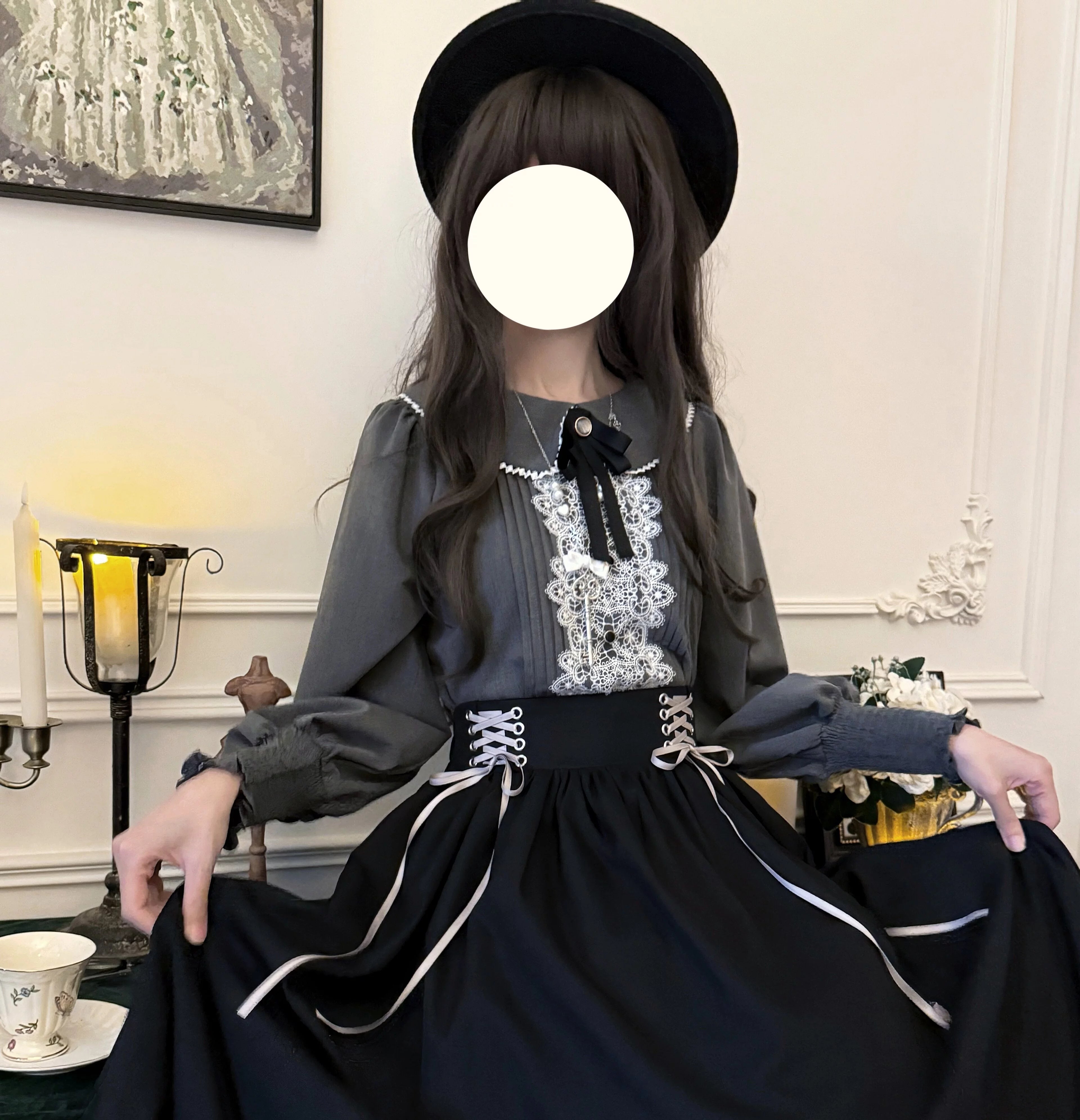 EESSILY - Countess's Autumn Travel - Vintage Lolita Shirt and Skirt 44247:800633