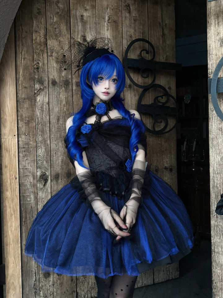 Blue Gothic Lolita Wig, Layered Curly Style 45532:851951