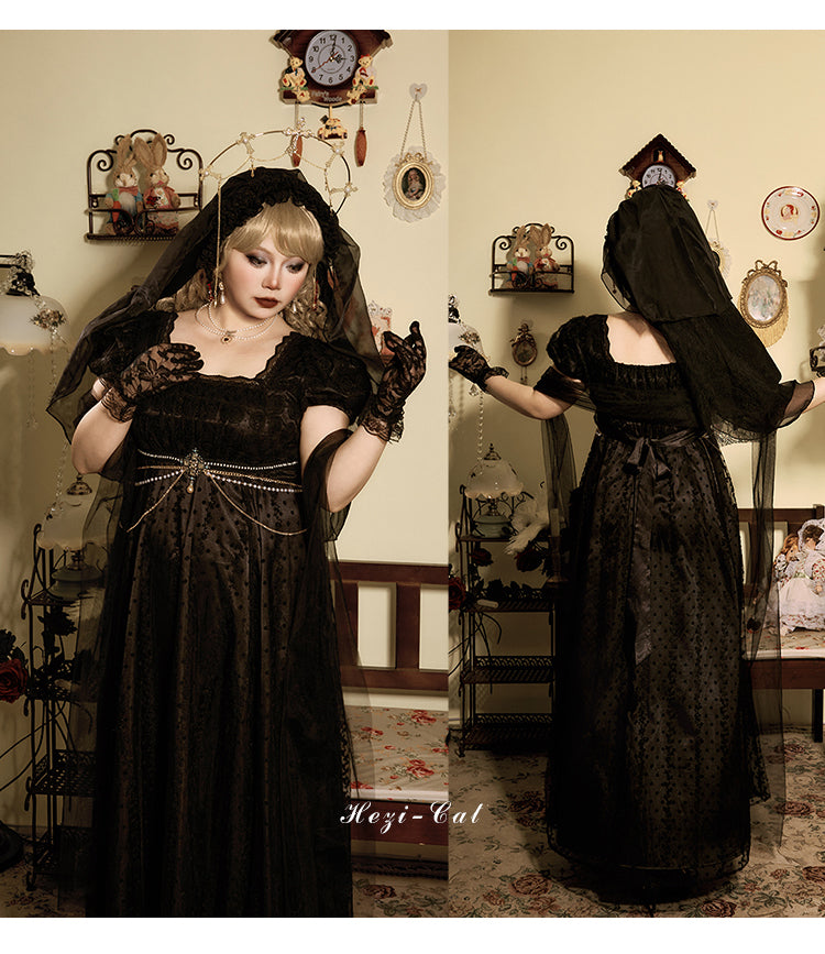 Hezi's Cat Haven~Mist Rose~Plus Size Lolita Empire Waist OP Dress 42268:754087
