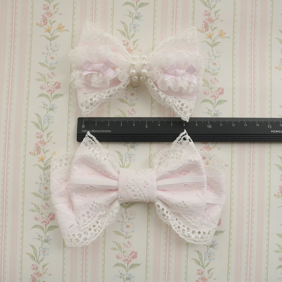 Creamy Bubbles - Sweet Lolita Hair Clip Pink Lace Bow Hair Clip and Brooch Handmade