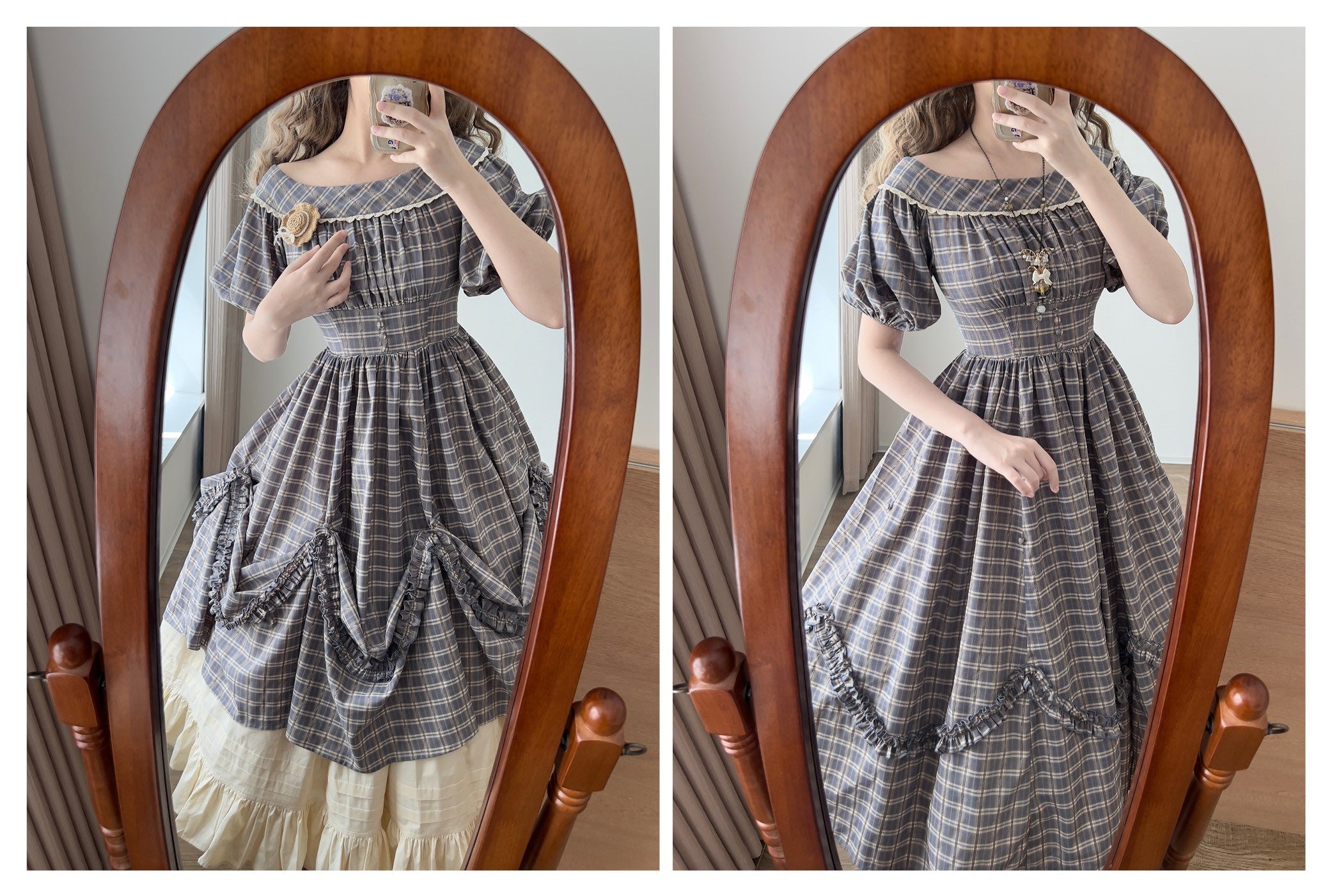 Forest Wardrobe~Forest Picnic~Classic Lolita OP Dress with Off-Shoulder and Lifting Hem 42756:752085