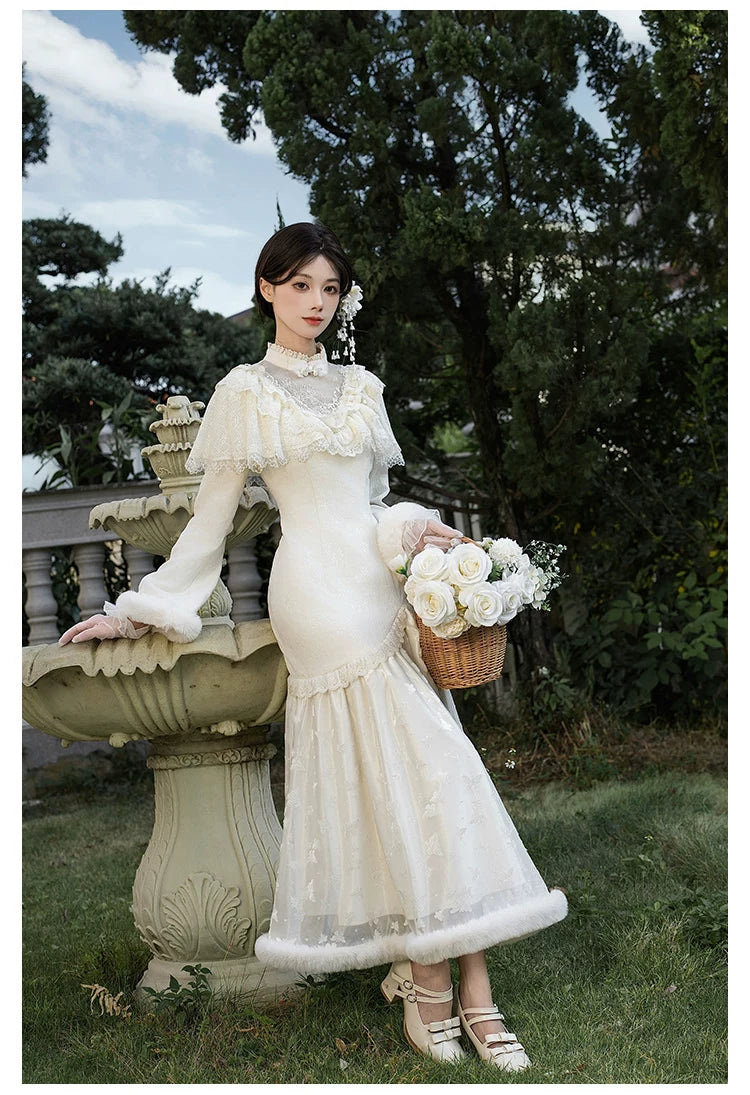 Winter Island Memory - Elegant Lolita Winter Coat & OP Dress Set