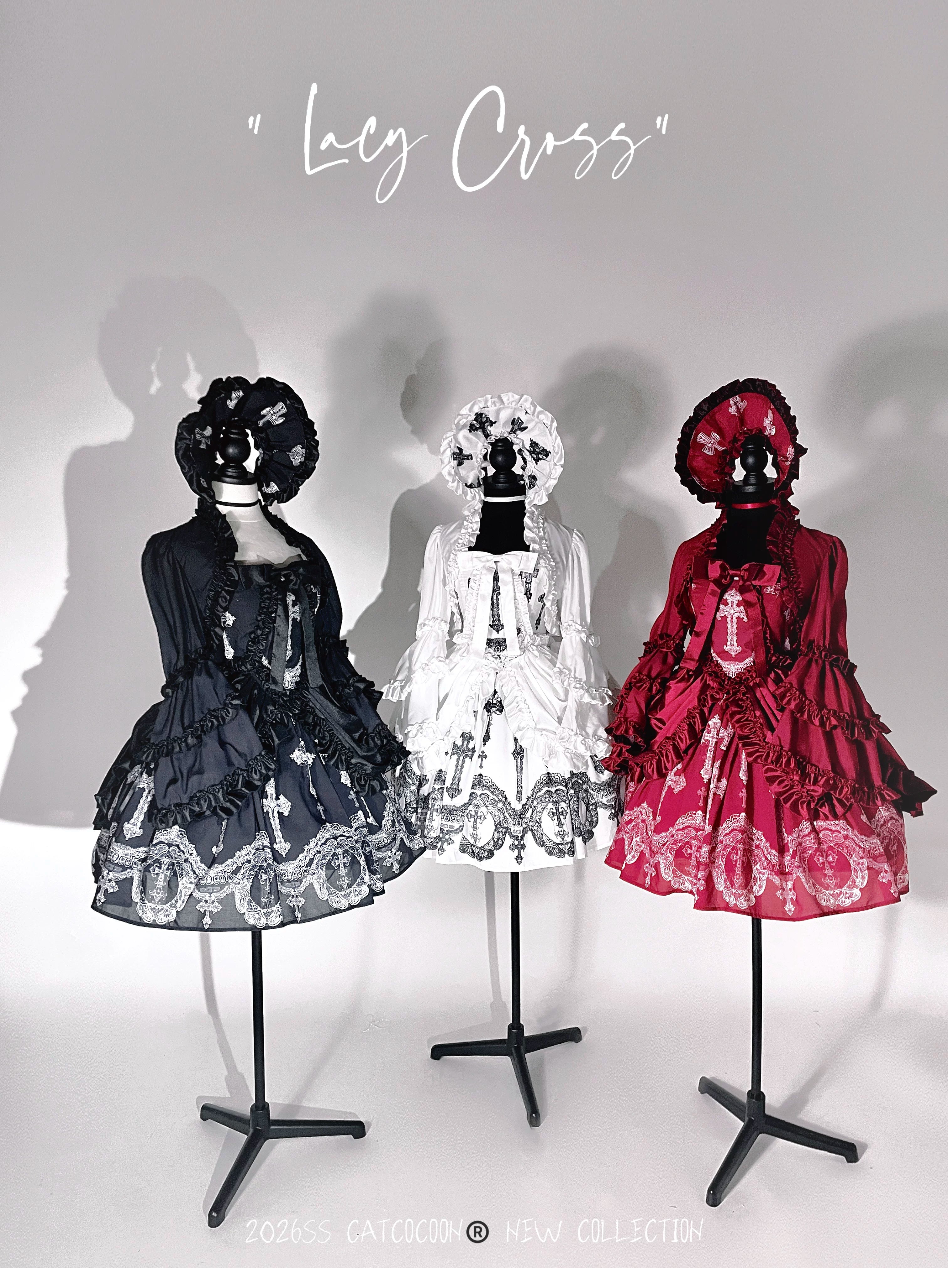 Lace Cross - Gorgeous Gothic Lolita JSK Dress, Hime Sleeve Bolero