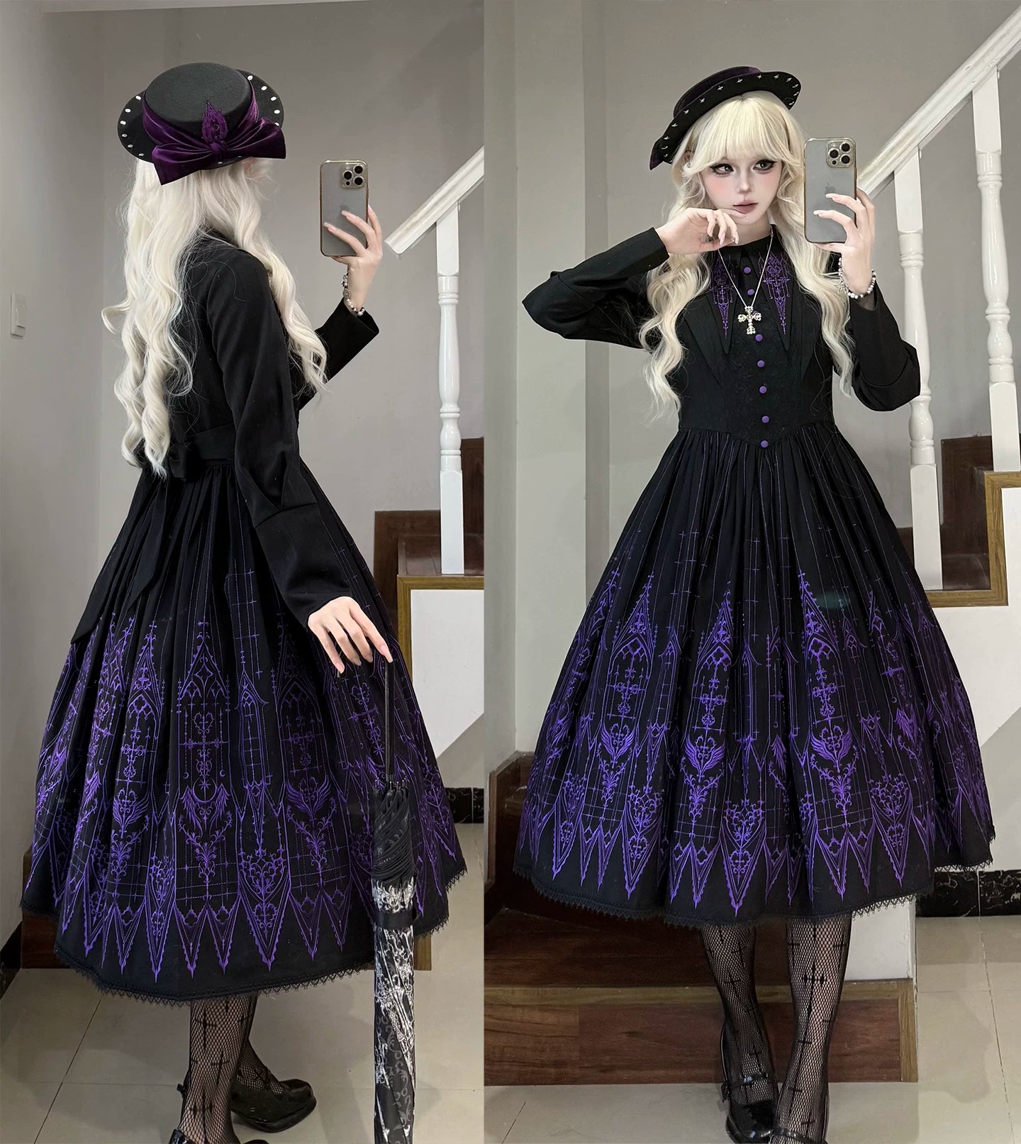 Dream Window - Gothic Lolita Church Embroidery OP Dress, Back Zipper 44510:811327