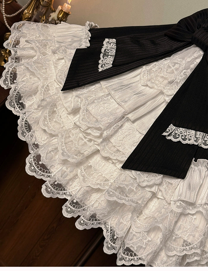 Alice Girl~Arrogant Miss~Sweet Lolita Jumper Dress with Tiered Lace Dress 41484:699466