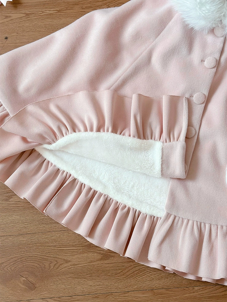 ZhiJinYuan - Winter Kawaii Lolita Cape with Bunny Ear Hood