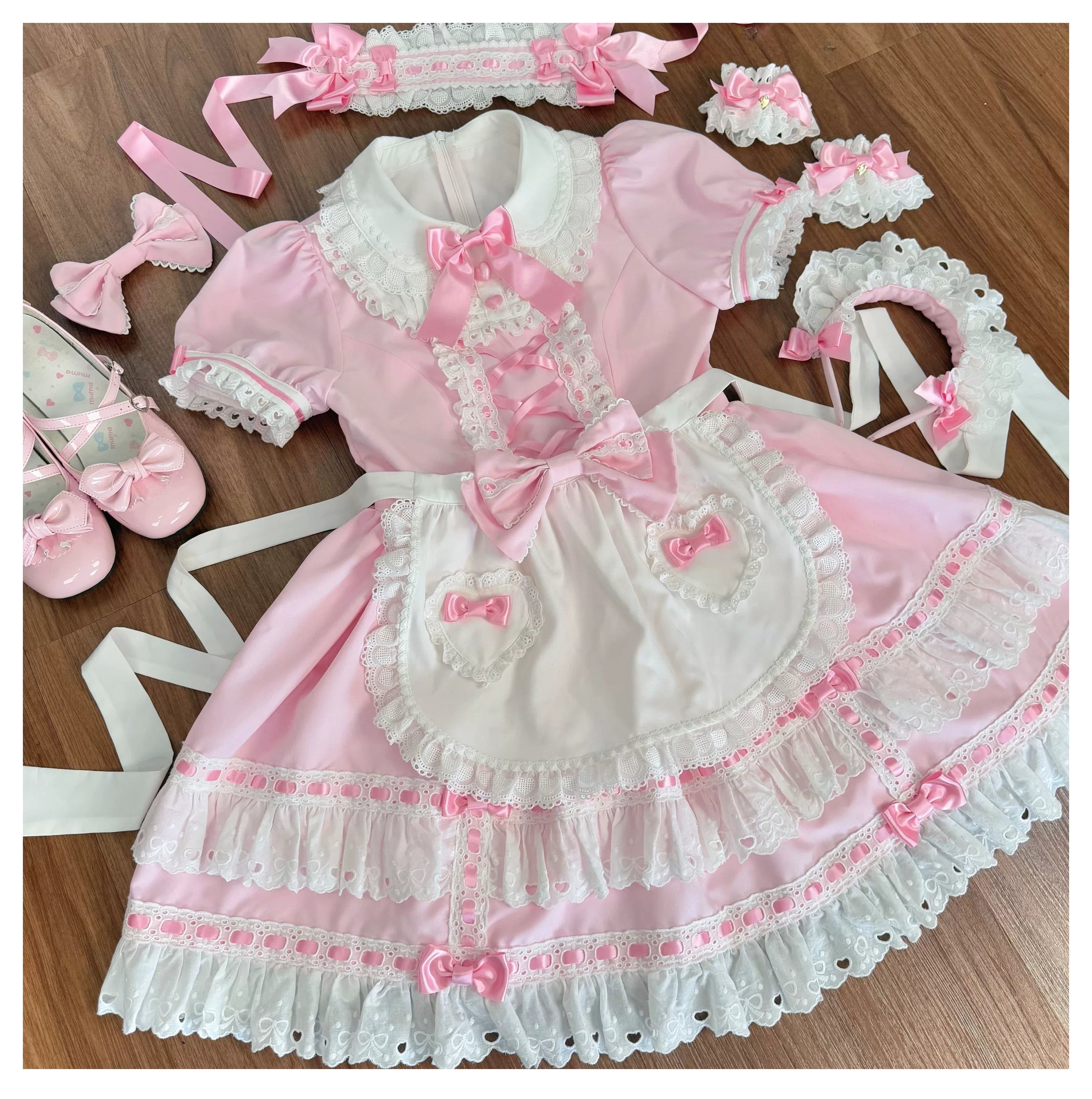 Ribbon Story - Sweet Lolita Short Sleeve OP Dress, Peter Pan Collar
