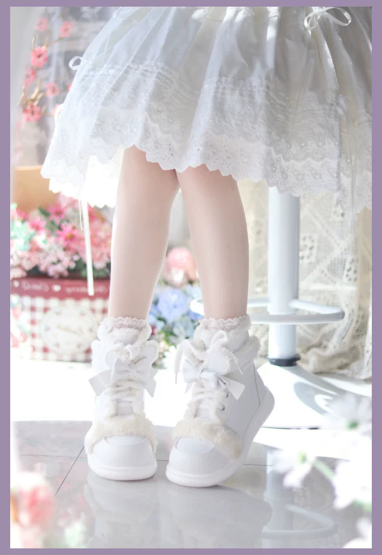 Bear Dada - Winter Kawaii Lolita Boots, Plush Accent