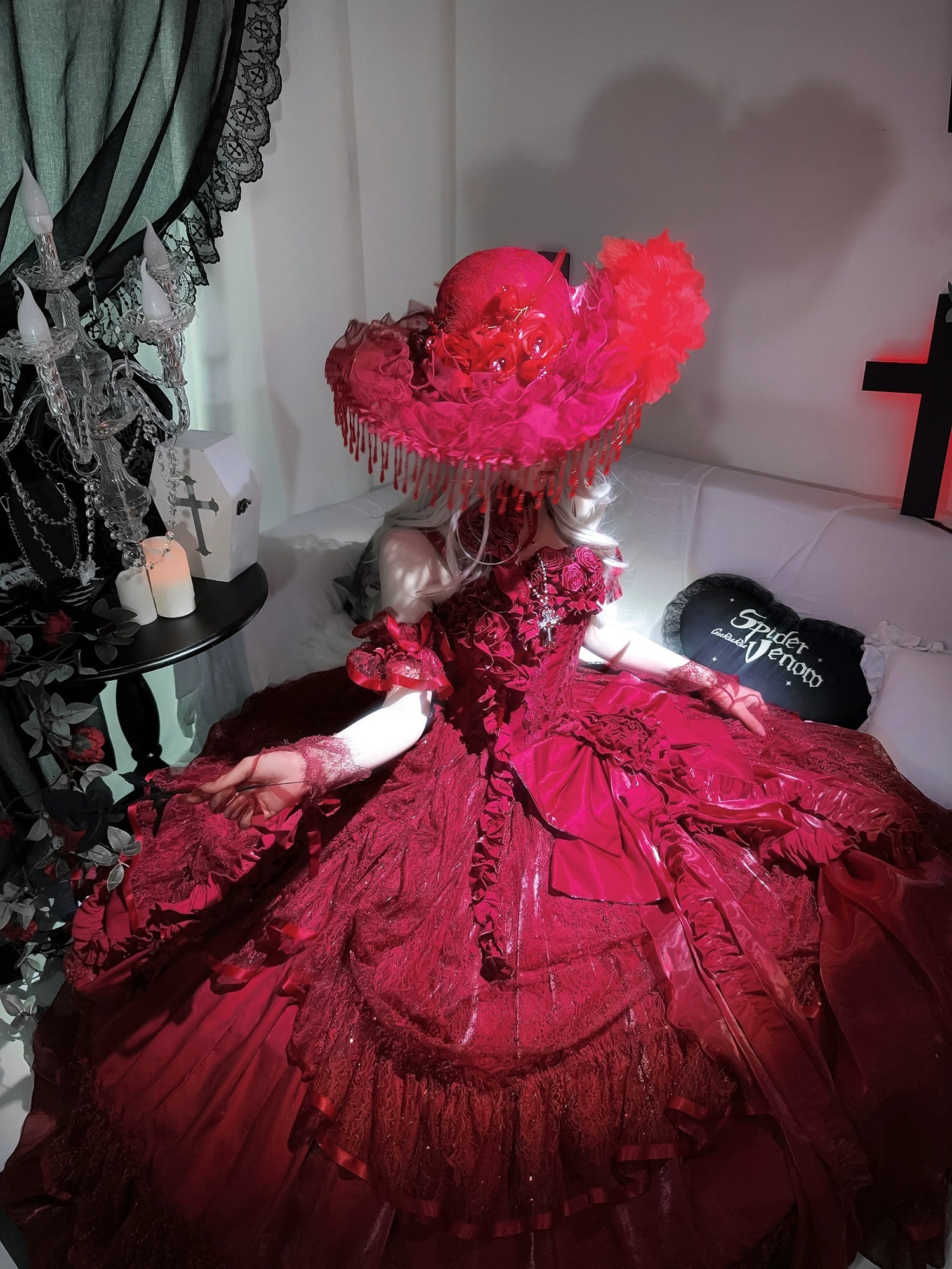 Silent Manor - Red Gorgeous Bridal Wedding Lolita JSK Dress 43388:774956