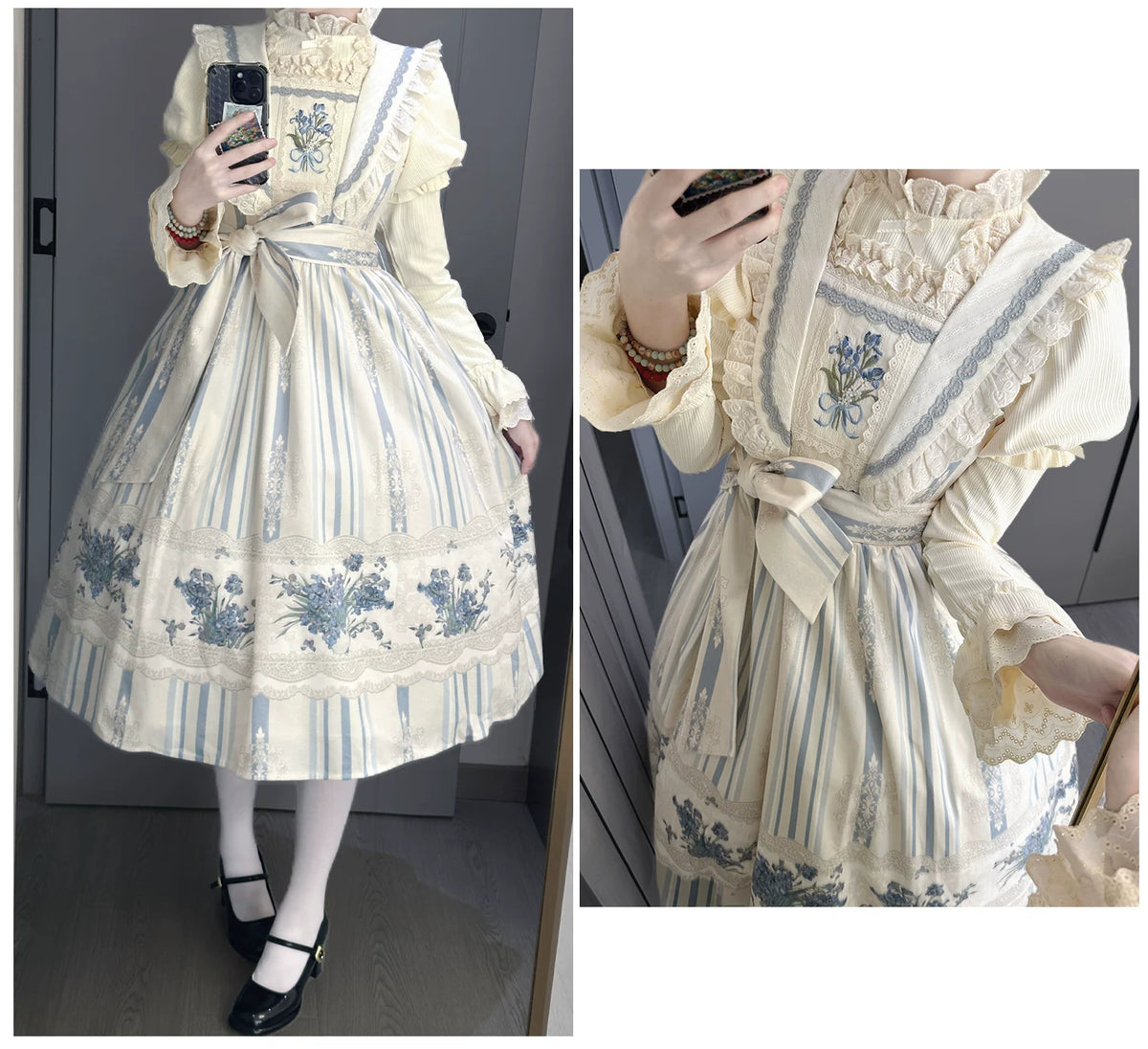 Iris - Classic Lolita JSK Dress Set, Iris Print and Embroidery 45997:871546