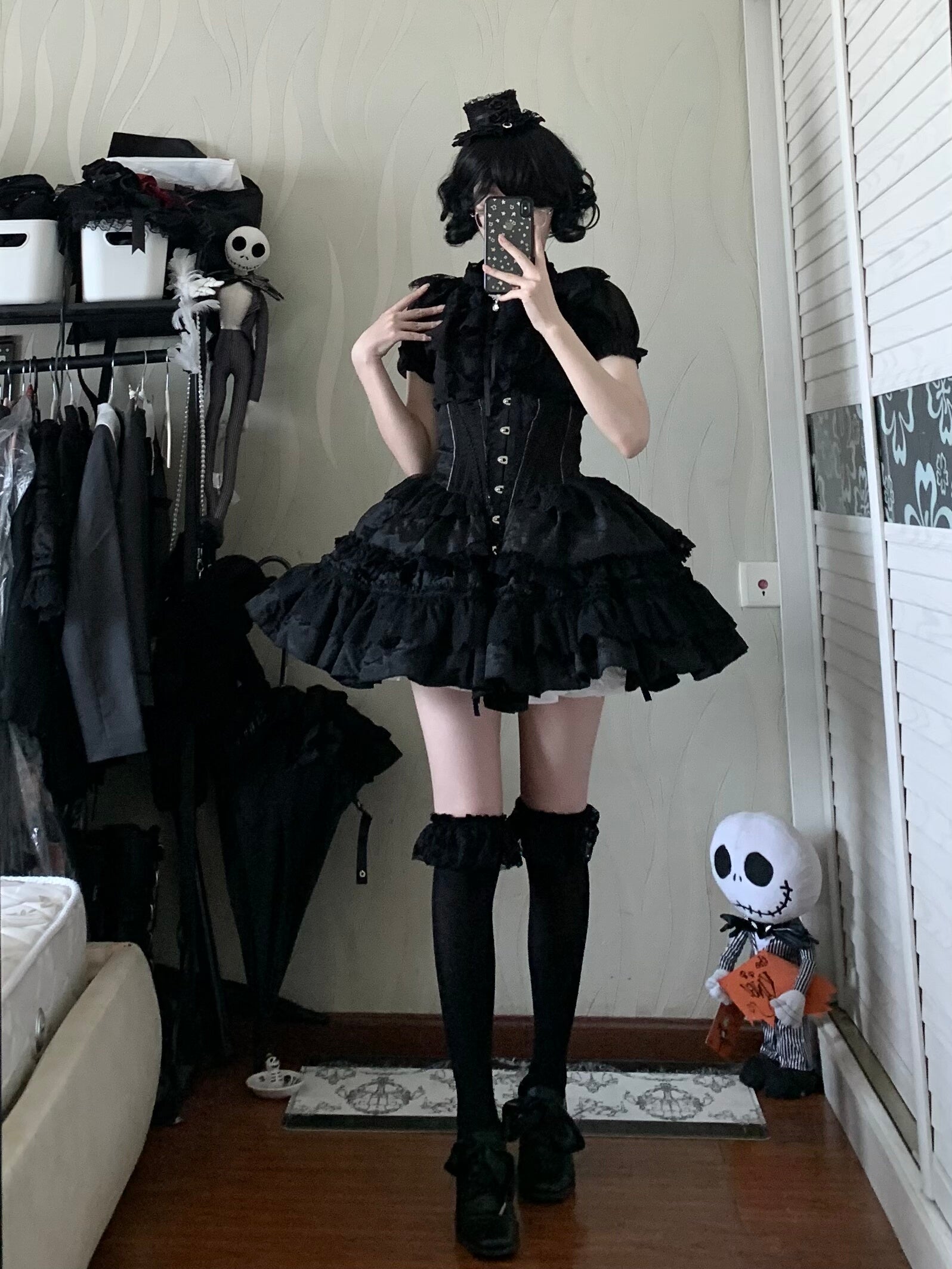 Eclipse Night - Gothic Lolita Shirt Set, Boning Corset Skirt 44391:807277