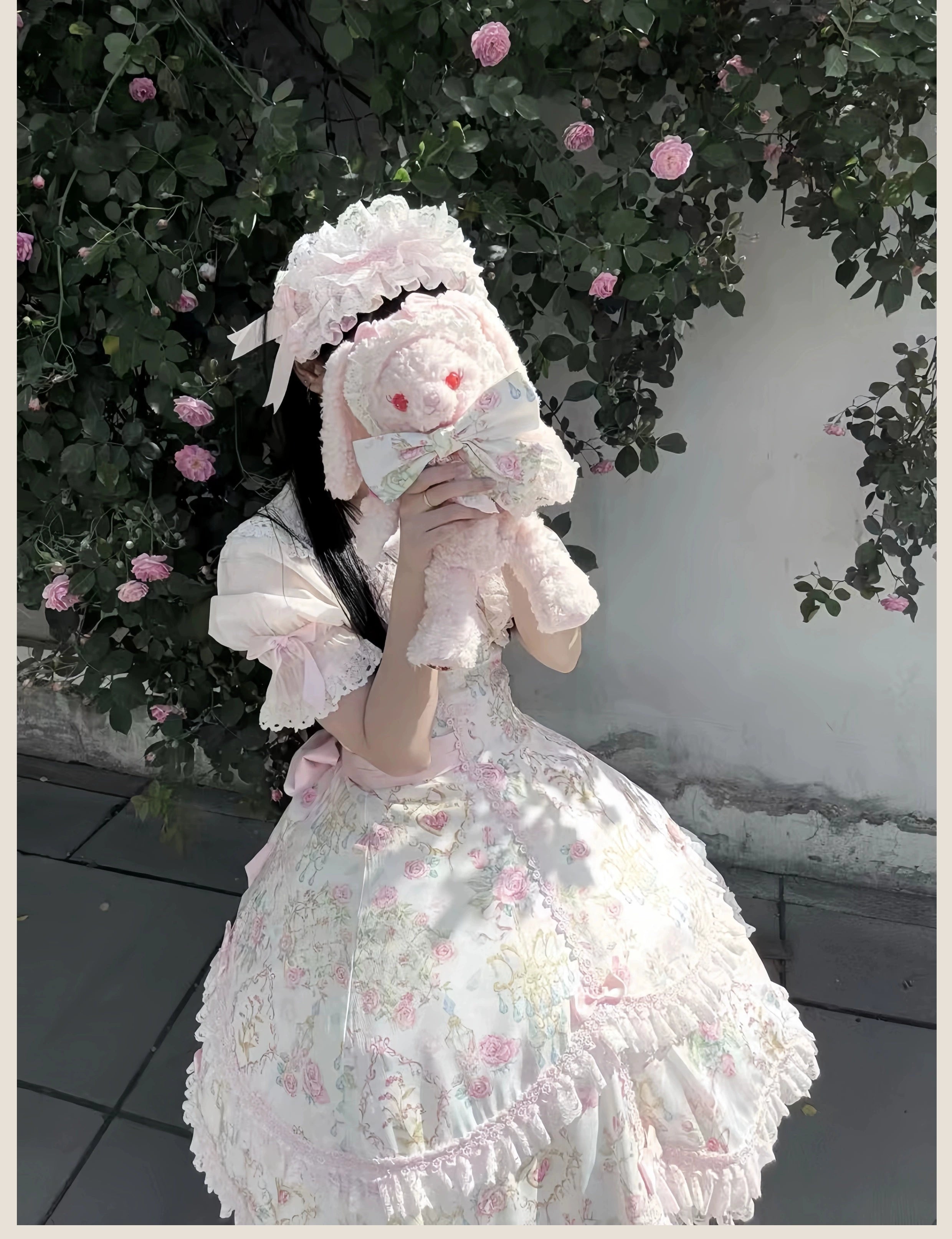 Spring 2025 - Floral Old School Lolita JSK Dress, Lace Trims 42950:758787