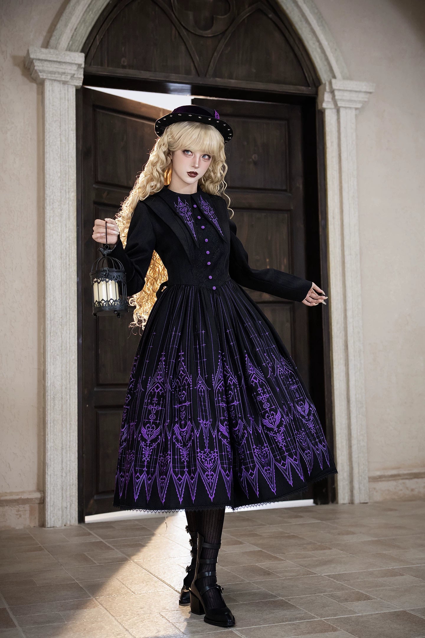 Dream Window - Gothic Lolita Church Embroidery OP Dress, Back Zipper 44510:811329
