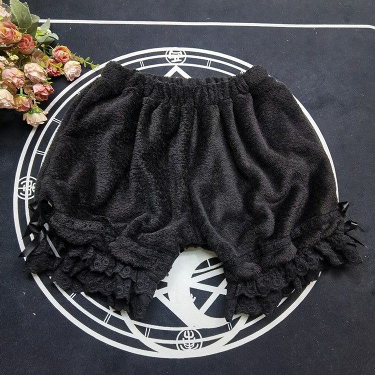 DMFS Lolita - Winter Lolita Fleece Bloomer Plush Lolita Homewear One Size black