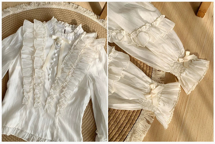 Miss Laura - Versatile Classic Lolita Blouse, Lattern Sleeves 44703:819346