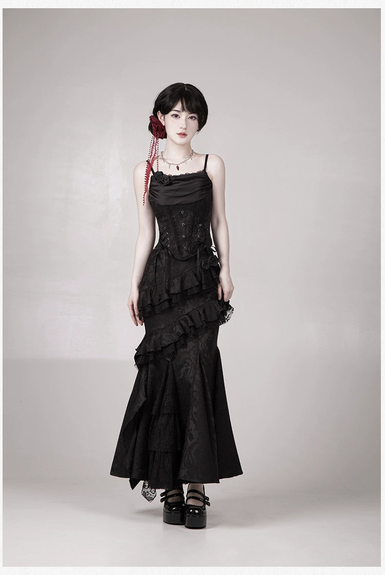 With PUJI - Letter and Poetry · Twilight - Black Gothic Lolita Skirt Set, Witch-Inspired