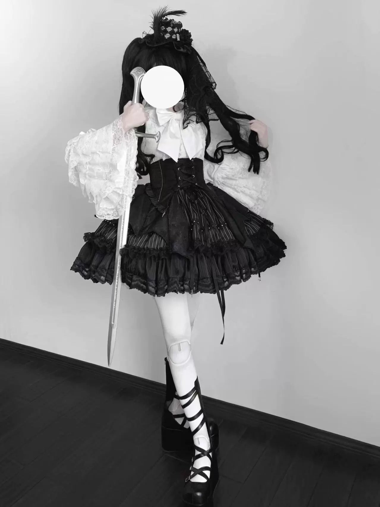 Twilight Song - Trace Bone - Black Gothic Lolita SK & Waist Cincher 43719:784299